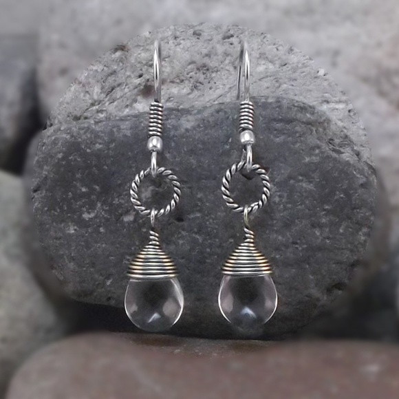 Twisted Artistry Jewelry Jewelry - Clear Czech Glass and Silver Wire Wrapped Earrings